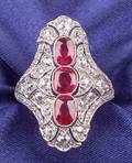 Art Deco Platinum Ruby and Diamond Ring