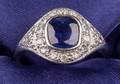 Art Deco Platinum Sapphire and Diamond Ring