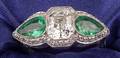 Art Deco Platinum Emerald and Diamond Ring Kohn
