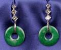 Platinum Diamond and Jadeite Earpendants