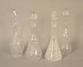 Four cut glass decanters