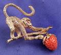 14kt Gold and Gemset Monkey Pin Ruser