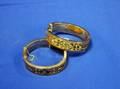 Pair of Antique Chased Gold Enamel Decorated Bracelets