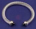 Sterling Silver 14kt Gold and Onyx Bracelet David Yurman