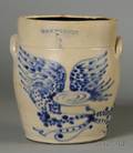 Stoneware Crock with Cobalt Blue Eagle