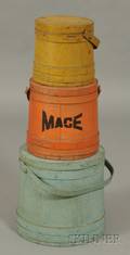 Three Painted Covered Wooden Firkins