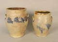 Two cobalt decorated stoneware crocks