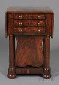 Classical Mahogany and Mahogany Veneer Work Table Inlaid with Crossbanding