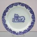Pair of Blue and White Delftware Black Lion Plates