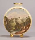 Staffordshire Scenic Painted Earthenware Moon Vase