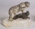 Silver Bronze and Rock Crystal Figural Group of a Polar Bear and Walrus