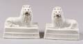 Pair of Staffordshiretype Earthenware Recumbent Lion Figures