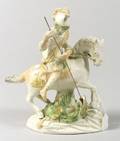 Staffordshire Lead Glazed Creamware Figure of St George and the Dragon