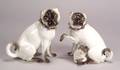 Large Pair of Meissen Porcelain Pug Figures