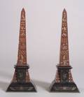 Pair of Rouge Marble Egyptian Revival Obelisks