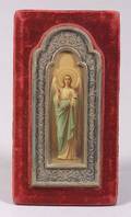 Miniature Painted Russian Icon in Silver Surround