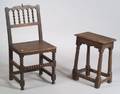 Jacobean Oak Joint Stool and Associated Side Chair