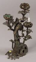 Chinese Bronze Figural Three Light Candelabrum