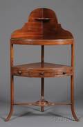 Federal Mahogany and Mahogany Veneer Corner Chamberstand with Drawer