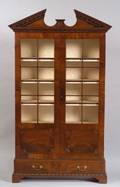 Georgian Carved Mahogany and Mahogany Veneer Glazed Cabinet