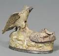 Painted Cast Iron Eagle and Eaglets Mechanical Bank