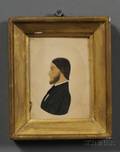 American School 19th Century Portrait Miniature of a Bearded Gentleman