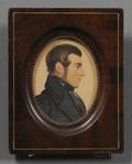 American School 19th Century Portrait Miniature of Albert B Allen