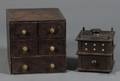 Fivedrawer Mahogany Spice Chest and a Pine Sewing Box