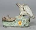 Painted Cast Iron Eagle and Eaglets Mechanical Bank