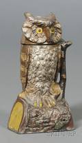 Painted Cast Iron Mechanical Owl Bank