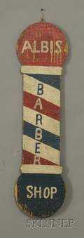 Painted Wooden Albis Barber Shop Trade Sign