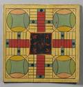 Polychrome Painted Wooden Parcheesi Board