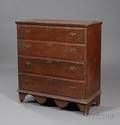 Queen Anne Redpainted Poplar Chest over Two Drawers