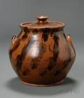 Redware Covered Bean Pot
