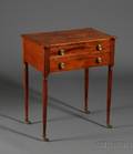Federal Tiger Maple Carved Mahogany and Mahogany Veneer TwoDrawer Work Table