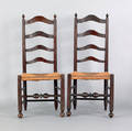 Pair of Delaware Valley four slat ladderback side chairs ca 1800