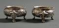 Pair of Repousse Silver Open Salts