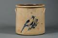 Stoneware Crock with Cobalt Bird Decoration
