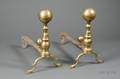 Pair of Brass Belted Balltop Andirons