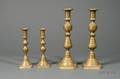 Two Pairs of Brass Pushup Candlesticks
