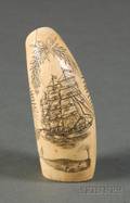 Engraved Whales Tooth with Masonic Ship and Whale Motifs