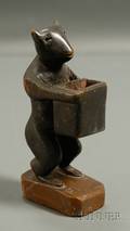 Folk Carved Bear Match Holder