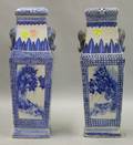 Pair of Cantonese Porcelain Blue and White Vases