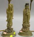 Two Asian Soapstone Lamps