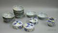 Chinese Set of Eleven Blue and White Decorated Porcelain Bowls Three Covered Jars and a Small Jug