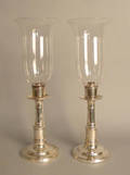 Pair of plated hurricane lamps