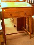 Walnut and Maple Lifttop Schoolmasters Desk with Drawer