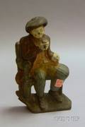 Painted Cast Iron Seated Man Doorstop