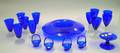 Seventeen Pieces of Cobalt Glass Tableware
