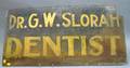 Dr GW Slorah Dentist Gilt and Painted Sheet Iron Trade Sign